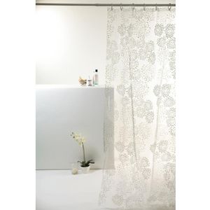 Cortina Box de Banheiro Uzoo Pvc Natural Flor Branca 1,98x1,80m