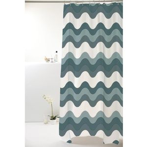 Cortina Box de Banheiro Uzoo Pvc Diversos Ondas Verde 1,98x1,80m