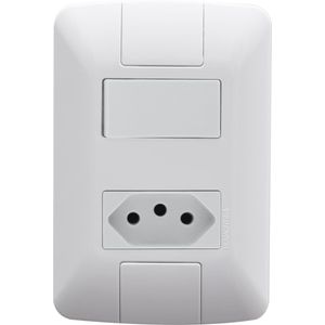 Interruptor Tramontina Aria Simples 6A 2 Polos e 1 Tomada 20A Branco
