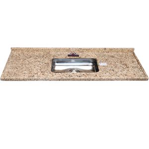 Pia de Cozinha com Cuba Venturini de Granito Pop Amarelo Ornamental 120x55cm