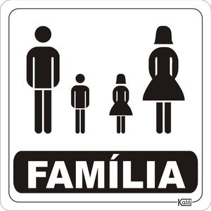 Placa de Sinalização Banheiro Família - Ps Branco - Kami 15x15cm