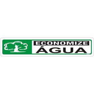 Placa de Sinalização Economize Água - Ps Branco - Kami 5x25cm