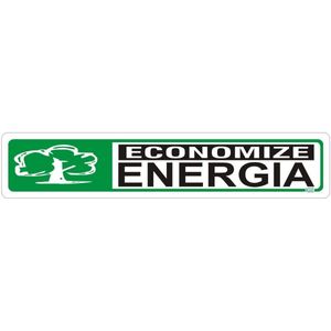 Placa de Sinalização Economize Energia - Ps Branco - Kami 5x25cm