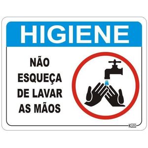 Placa de Sinalização Lave As Mãos - Ps Branco - Kami 23x18cm