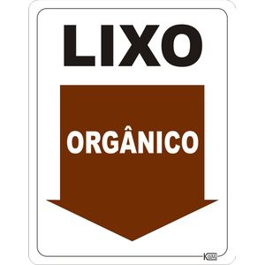 Placa de Sinalização Lixo Orgânico - Ps Branco - Kami 23x18cm