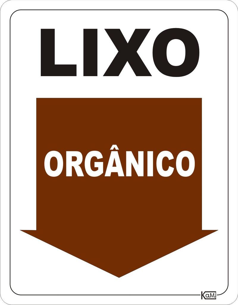 PLACA-SINALIZACAO-LIXO-ORGANICO---PS-BRANCO---23X18-KAMI