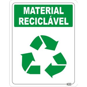 Placa de Sinalização Material Reciclável - Ps Branco - Kami 23x18cm