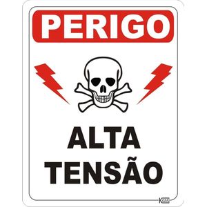 Placa de Sinalização Perigo de Morte - Ps Branco - Kami 23x18cm