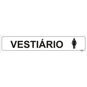 Placa de Sinalização Vestiário Feminino - Ps Branco - Kami 5x25cm
