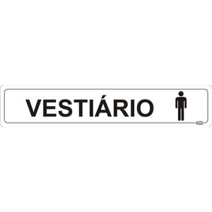 Placa de Sinalização Vestiário Masculino - Ps Branco - Kami 5x25cm
