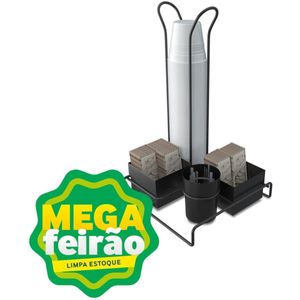 Conjunto Organizador Para Chá/Café 1457BL-P Com Porta Copos Black Stolf