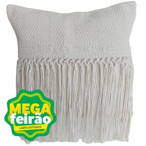 Almofada Tecelagem Mello Duna Franja Crú 45x45cm