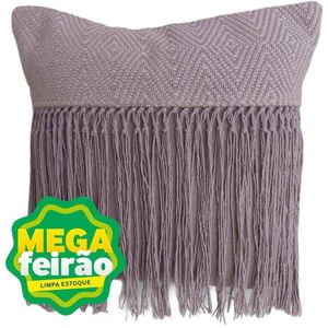 Almofada Tecelagem Mello Duna Franja Rosa Seco 45x45cm