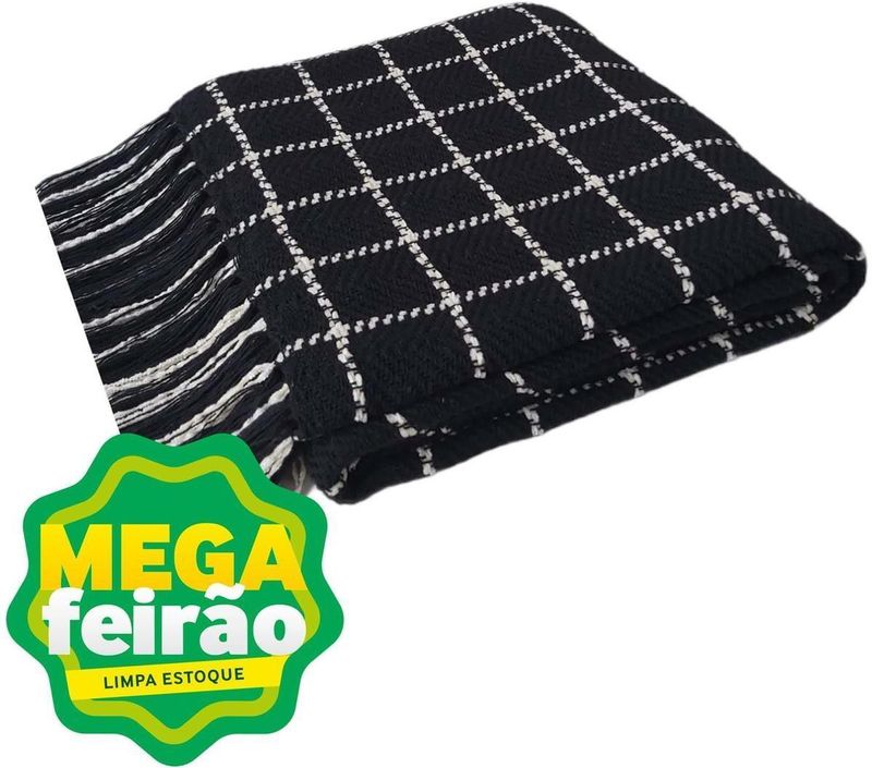 Manta Para Sofá Tecelagem Mello Lille Preta 120x180cm