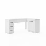 Mesa-Para-Escritorio-de-Canto-3-Gavetas-2-Portas-Movel-Bento-Branco-156x76x465cm