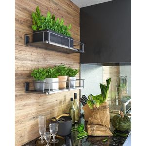 Prateleira Decorativa DS Hera Aço Pintado Preto Fosco 20x80cm