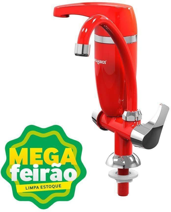 TORNEIRA-PIA-COZINHA-DE-MESA-COM-FILTRO-ACQUABIOS-PREMIUM-BANCADAS-VERMELHO-E-CROMADO