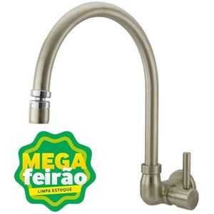 Torneira Pia Cozinha Romar de Parede Bica Móvel Agile Inox Dn15/Dn20