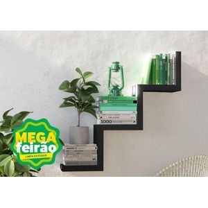 Prateleira Decorativa Muve MDF Porta Livro Preto 107x19cm