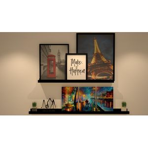 Prateleira Decorativa Porta Quadro Muve MDF Preto 120x9cm