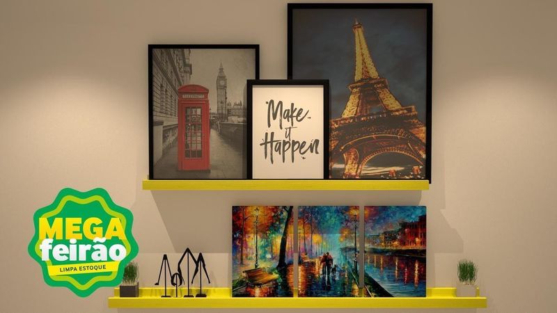 Prateleira-Decorativa-Porta-Quadro-Muve-MDF-Amarela-60x9cm