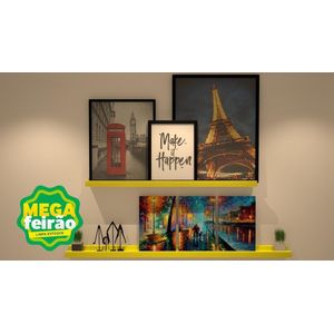 Prateleira Decorativa Porta Quadro Muve MDF Amarela 120x9cm