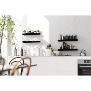 Prateleira Decorativa Bandeja Muve MDF Preta 90x15cm