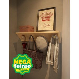 Prateleira Decorativa Cabideiro Muve Pinus Natural 60x14cm