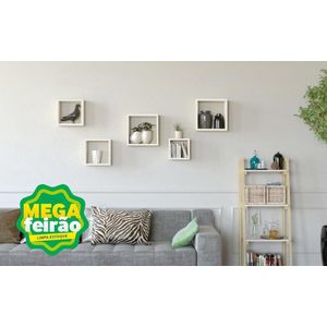 Nicho Decorativo Trio Quadrado Slim Muve MDF Branco 30x30x11,5cm