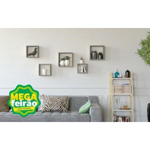 Nicho Decorativo Trio Quadrado Slim Muve MDF Cinza 30x30x11,5cm