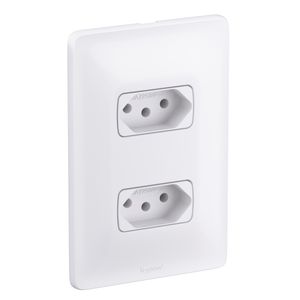 Tomada Dupla 2 Polos e 1 Tomada PB Zeffia Legrand 680111 4X2 10A Branco