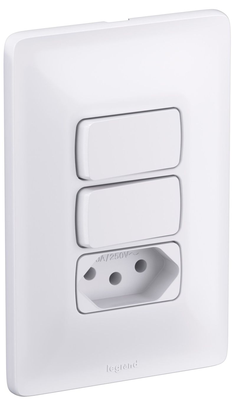 CONJUNTO-2-INTERRUPTORES-SIMPLES-2P-T-LEGRAND-680113-4X2-10A-250V---1-TOMADA-BRANCO