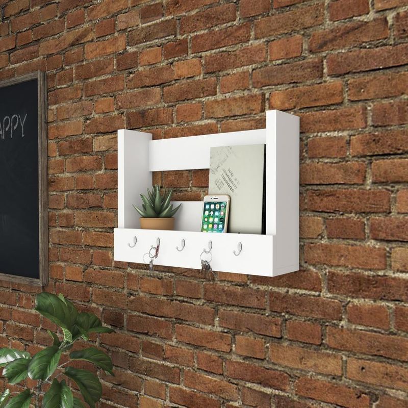 Nicho Decorativo Móvel Bento com Suporte J Branco 50,2x36,5x12,9cm
