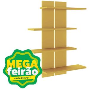 Nicho Decorativo Móvel Bento com 4 Prateleiras Amarelo 63,6x80x16cm