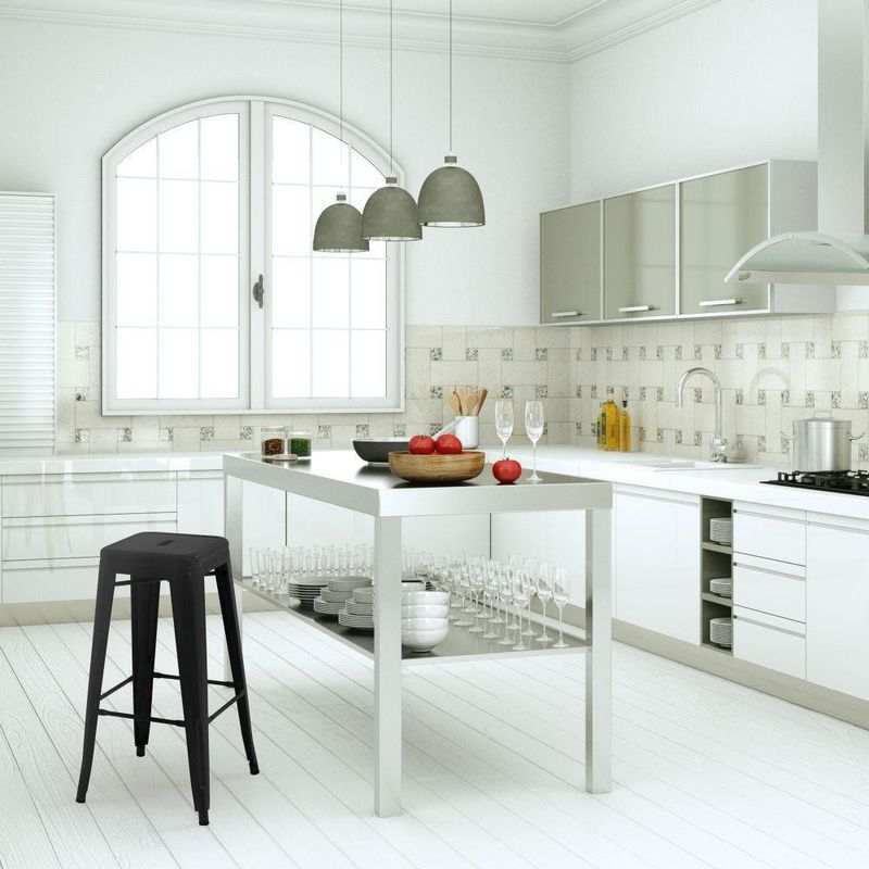Banqueta Iron Alta Rivatti Aço Preto 42,5x76x42,5cm