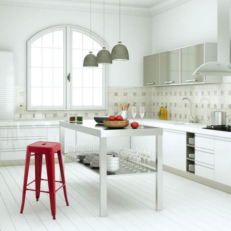 Banqueta Iron Alta Rivatti Aço Vermelho 42,5x76x42,5cm