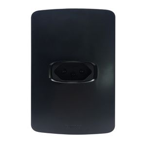 Tomada Padrão 20A com Placa 4x2 Horizontal Preta Gracia Maxx Alumbra