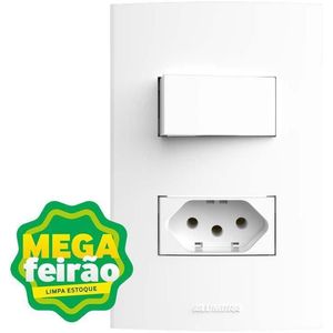Interruptor Alumbra 4X2 Paralelo + Tomada Com Placa 10A 85049 NBR Inovapro Branco