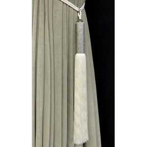Prendedor Abraçadeira de Cortina QQ Off White Bola Acrílica Manta Strass Luba Acessórios Poliéster