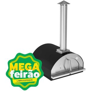 Forno de Pizza a Lenha Firenze Gourmet Preto 1 Pizza Grande 610IN Metávila 65,4x42x77cm