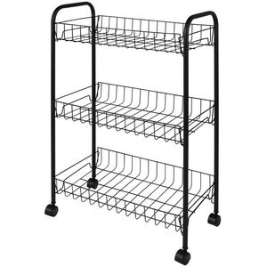 Fruteira 3 Andares Preta Com 4 Rodas Mor 8713 41X23X63cm