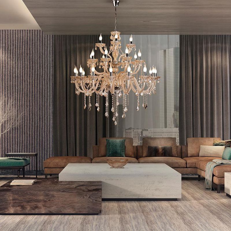 LUSTRE-NICE-28-LAMPADAS-E14-40W-METAL-CRISTAL-E-VIDRO-STARTEC-140240016-CHAMPAGNE-BIVOLT