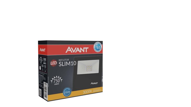 REFLETOR-SLIM-LED-10W-3000K-ALUMINIO-VIDRO-AVANT-259100579-PRETO-BIVOLT