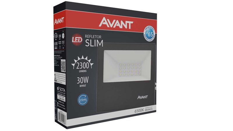 REFLETOR-SLIM-LED-30W-6500K-ALUMINIO-VIDRO-AVANT-259301378-PRETO-BIVOLT