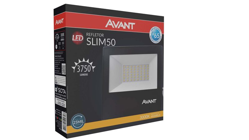 REFLETOR-SLIM-LED-50W-3000K-ALUMINIO-VIDRO-AVANT-259500577-PRETO-BIVOLT