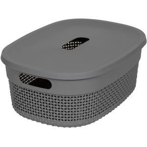 Cesto Organizador com Tampa Astra Plástico Concreto 3,5L