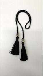 PINGENTE-DE-CORTINA QQ-26-3176-PRETO-DISCO-OURO -LUBA-ACESSORIOS-POLIESTER-CORTINAS-EM-GERAL