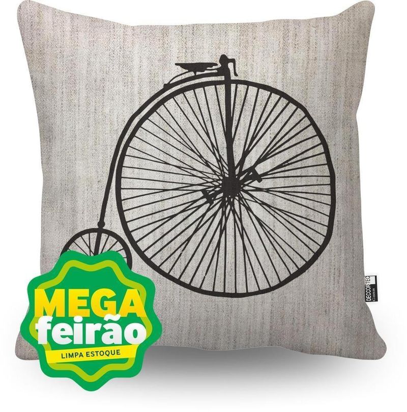 Almofada-Silkscreen-Linho-Misto-Bicicleta-Retro-Decortec-44x44cm