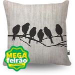Almofada-Silkscreen-Linho-Misto-Passaro-Decortec-44x44cm
