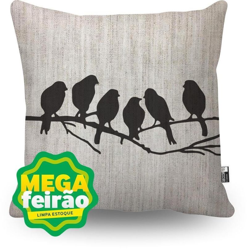 Almofada-Silkscreen-Linho-Misto-Passaro-Decortec-44x44cm
